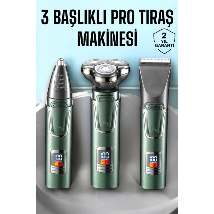 3 Başlıklı Profesyonel Saç Ve Sakal Bakım Seti Vücut, Burun Ve Kulak Tüy Alma