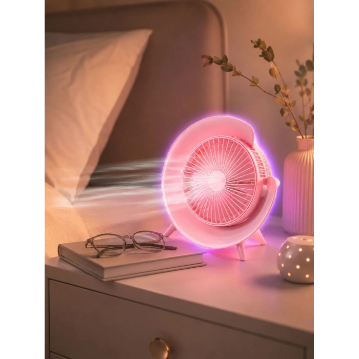 3 Hız Ayarlı Usb Şarjlı Rgb Masa Fanı