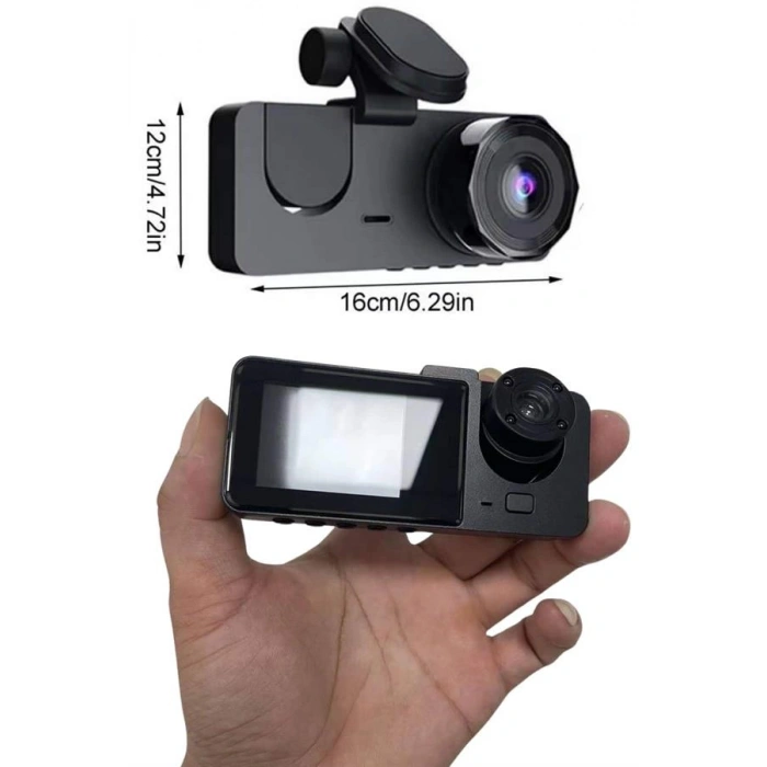 3 Kameralı 2 İnç 1080p Araç İçi Kamera Sürüş Kamerası Carplay