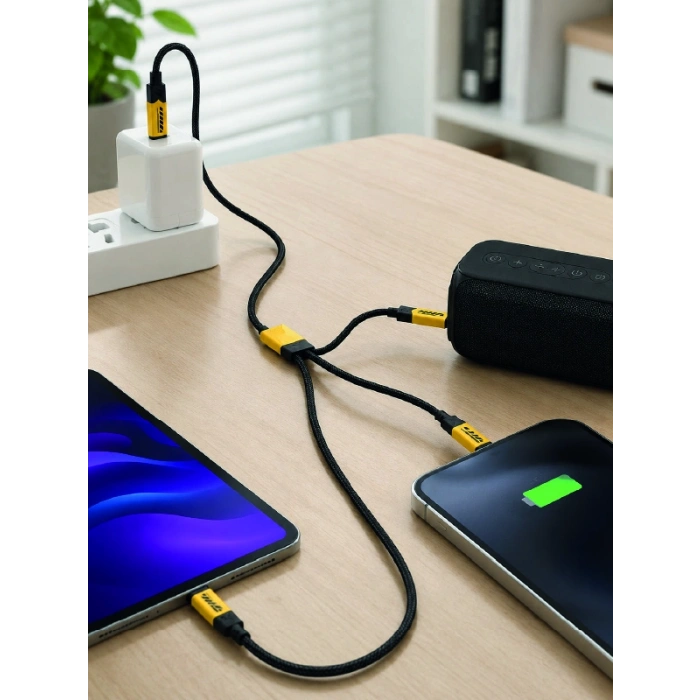 3lü Şarj Kablosu Hızlı Şarj Destekli Dayanıklı Örgü Usb Kablo