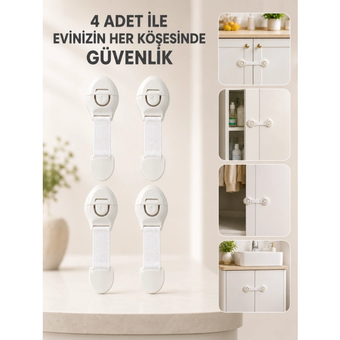 4 Adet Çok Amaçlı Çocuk Güvenlik Kilidi Dolap, Çekmece Ve Gardırop İçin