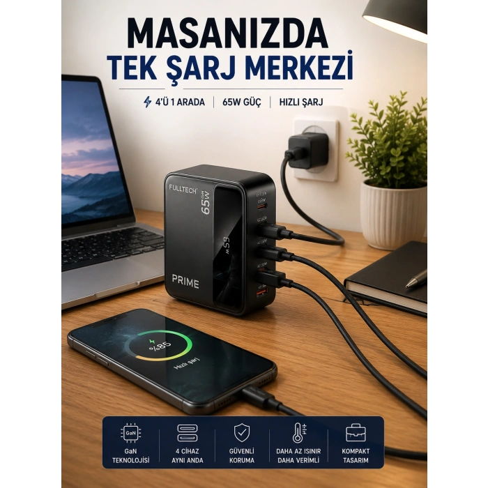 4 Cihazı Aynı Anda Destekleyen Şarj İstasyonu