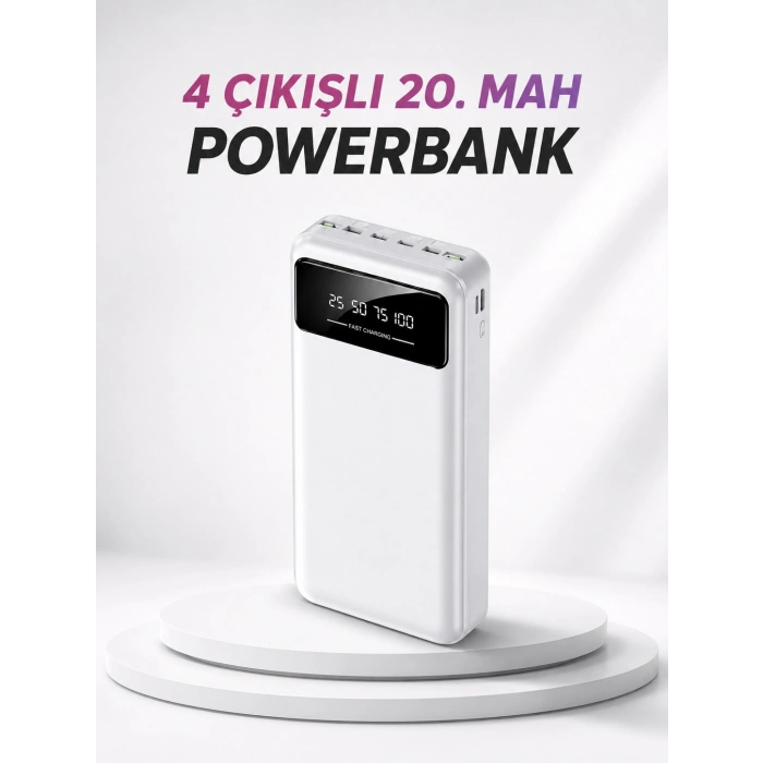4 Çıkışlı 20.000 Mah Powerbank Taşınabilir Çoklu Giriş