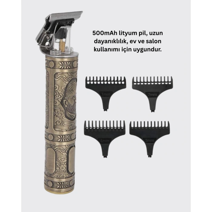 4 Kılavuz Taraklı Profesyonel Saç Ve Sakal Kesme Makinesi
