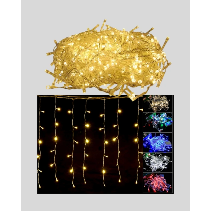 4 Metre Icicle Şelale Led Perde Işık Sarı Aydınlatma