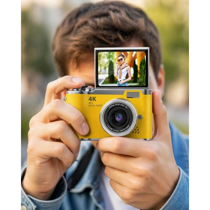 48 Mp 4k Dijital Kamera Flip Ekranlı Vlog Selfie Çekim Profesyonel Fotoğraf Makinesi