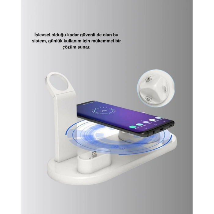 4’lü Apple Kablosuz Şarj Standı İphone Watch Ve Airpods Çoklu Şarjlı