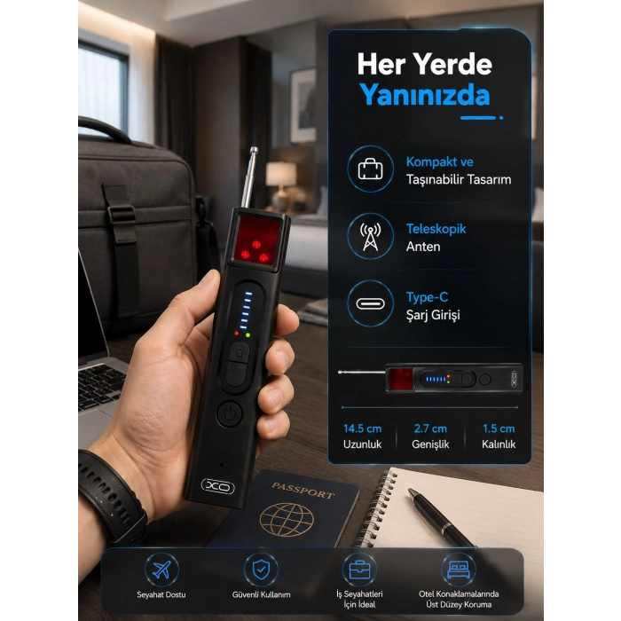 5 Kademeli Hassasiyet Ayarlı Kablosuz Sinyal Dedektörü