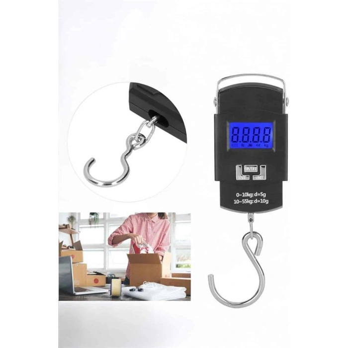 50 Kg El Kantarı Ağırlık Ölçer Dijital Ekranlı Kancalı Portatif