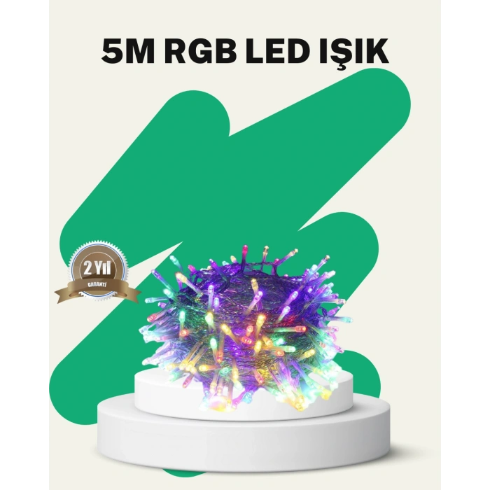 50’li Led Şeffaf Kablolu 5 M Aydınlatma Işık Süsleme Led