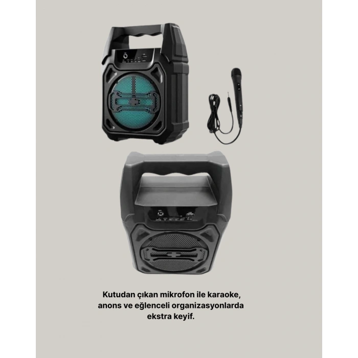 6.5 İnç Bluetooth Hoparlör Mikrofonlu Taşınabilir Karaoke Ve Parti Sistemi