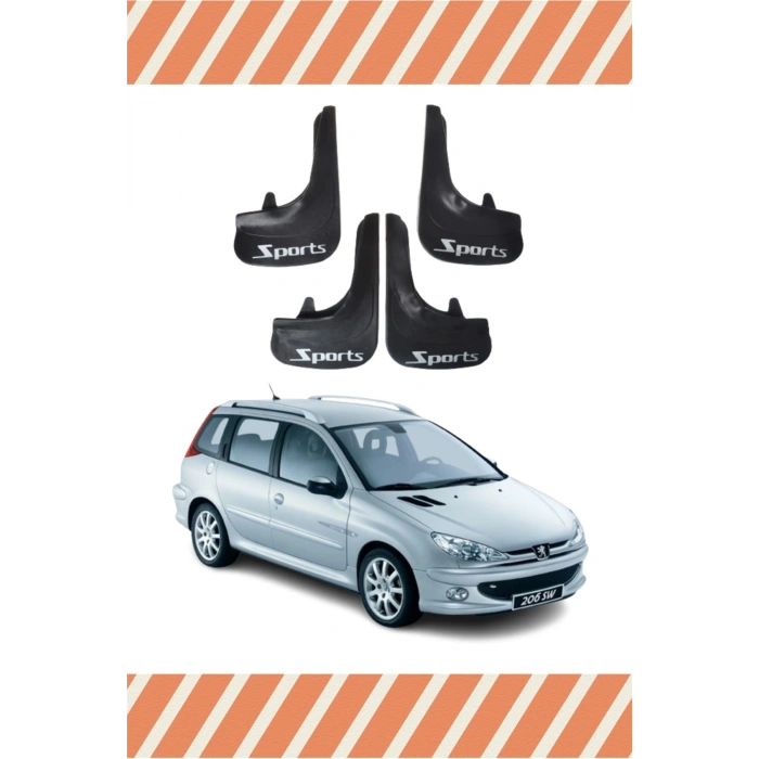 Peugeot 206 Stw Tüm Kasalar Sports Yazılı 4lü Tozluk Çamurluk Paçalık
