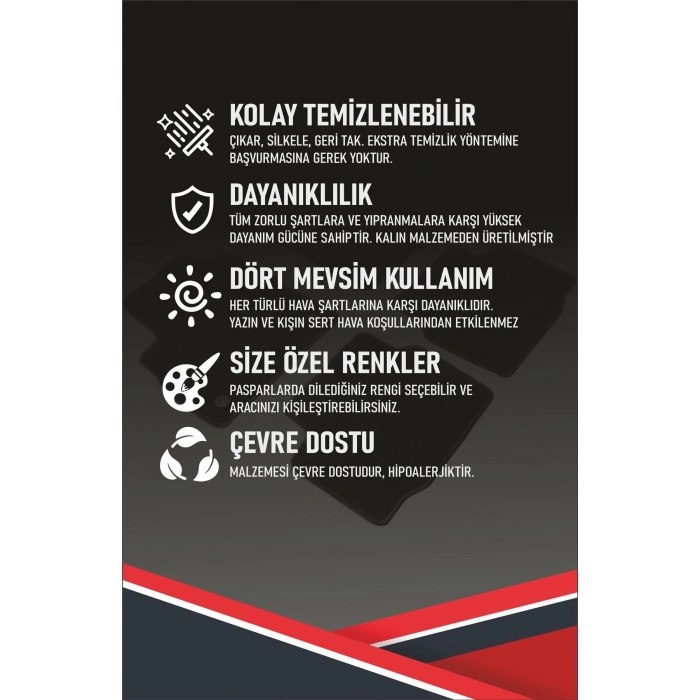 Volkswagen Jetta 2011 ve Sonrası Velur Halı Paspas Takımı - 4 Renk Seçeneği Özel Topuk Destekli