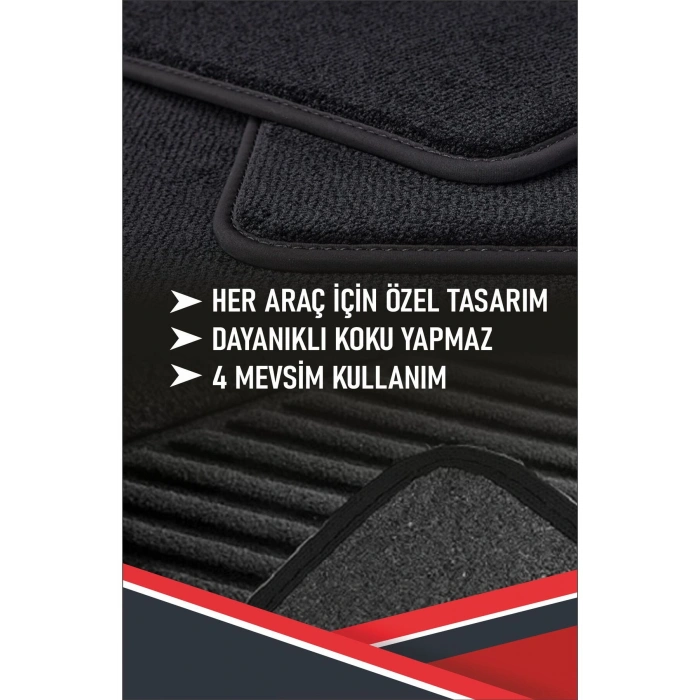Fiat Egea Cross (2020 ve Sonrası) Uygun Klipsli-kaymaz Taban Velur Halı Paspas Seti
