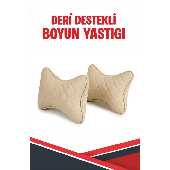 VOLKSWAGEN PASSAT UYUMLU ARAÇ-OTO KREM DERİ KREM DİKİŞLİ BOYUN DESTEK YASTIĞI