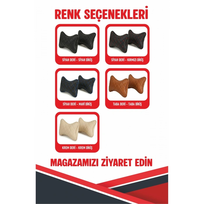 DACİA SANDERO STEPWAY UYUMLU ARAÇ-OTO SİYAH DERİ MAVİ DİKİŞLİ BOYUN DESTEK YASTIĞI
