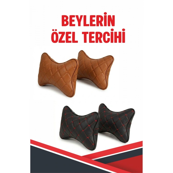 KİA XCEED UYUMLU ARAÇ-OTO SİYAH DERİ MAVİ DİKİŞLİ BOYUN DESTEK YASTIĞI
