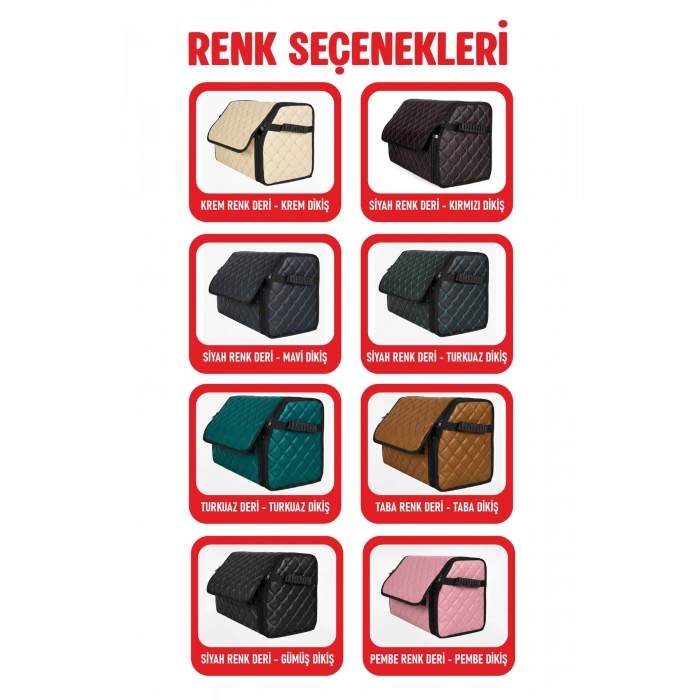 VOLVO EC40 UYUMLU KREM DERİ ARAÇ İÇİ ORGANİZER KAPİTONE FERMUARLI