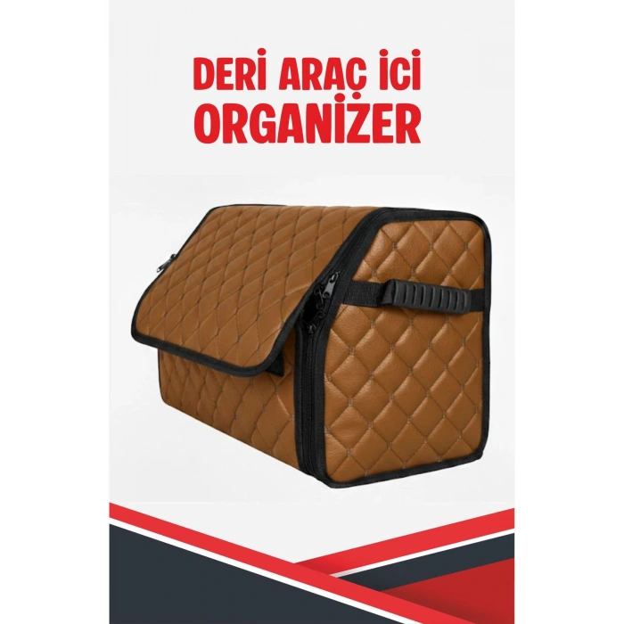 FİAT EGEA CROSS UYUMLU TABA DERİ ARAÇ İÇİ ORGANİZER KAPİTONE FERMUARLI