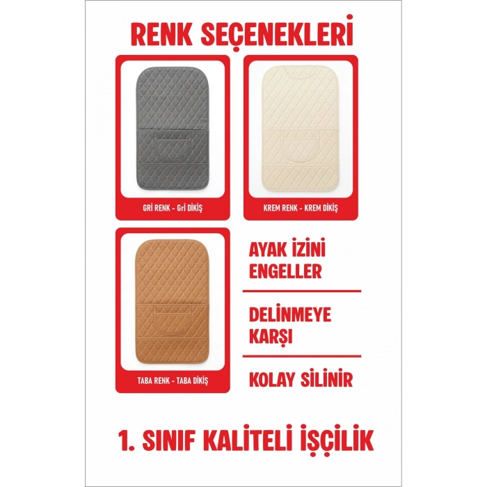 VOLKSWAGEN ID7 UYUMLU 2 ADET GRİ DERİ GRİ DİKİŞLİ ARAÇ İÇİ KOLTUK ORGANİZERİ