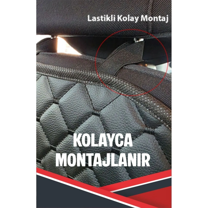 CİTROEN C4 CACTUS UYUMLU 2 ADET SİYAH DERİ SİYAH DİKİŞLİ ARAÇ İÇİ KOLTUK ORGANİZERİ