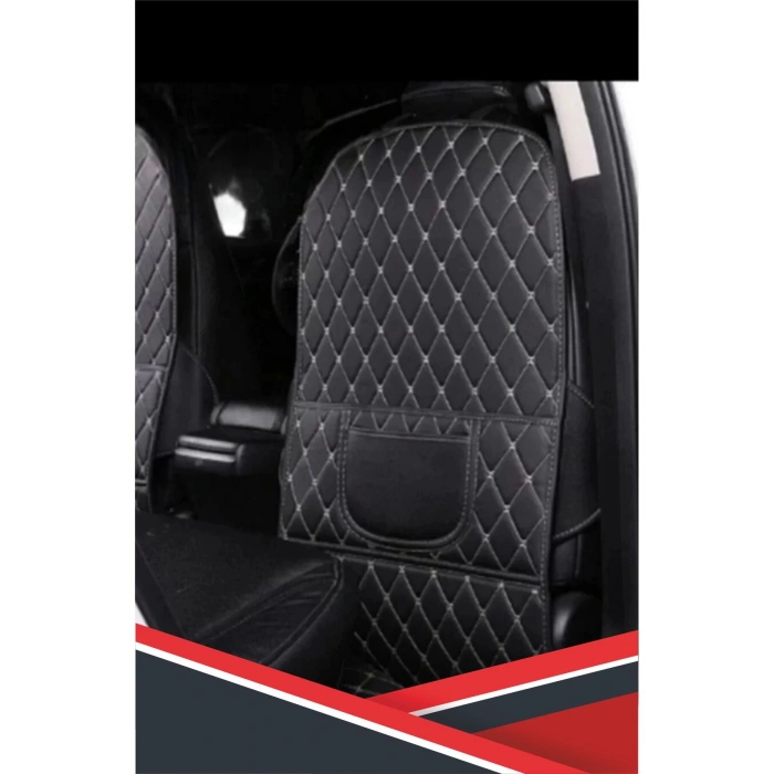 FİAT FİORİNO UYUMLU 2 ADET SİYAH DERİ MAVİ DİKİŞLİ ARAÇ İÇİ KOLTUK ORGANİZERİ
