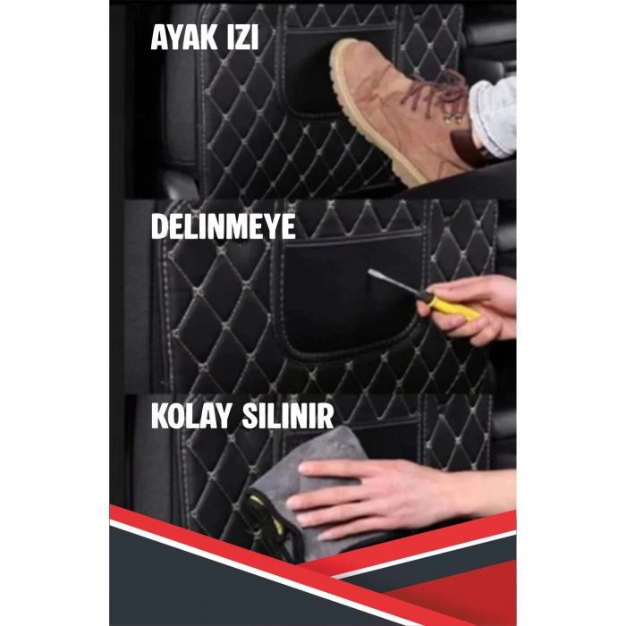 BMW 330 SERİSİ UYUMLU 2 ADET SİYAH DERİ MAVİ DİKİŞLİ ARAÇ İÇİ KOLTUK ORGANİZERİ