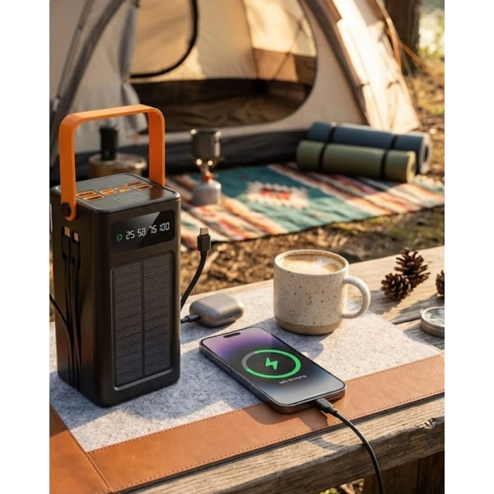 80.000 Solar Şarj Özellikli Yüksek Kapasiteli Powerbank Hızlı Şarj Destekli