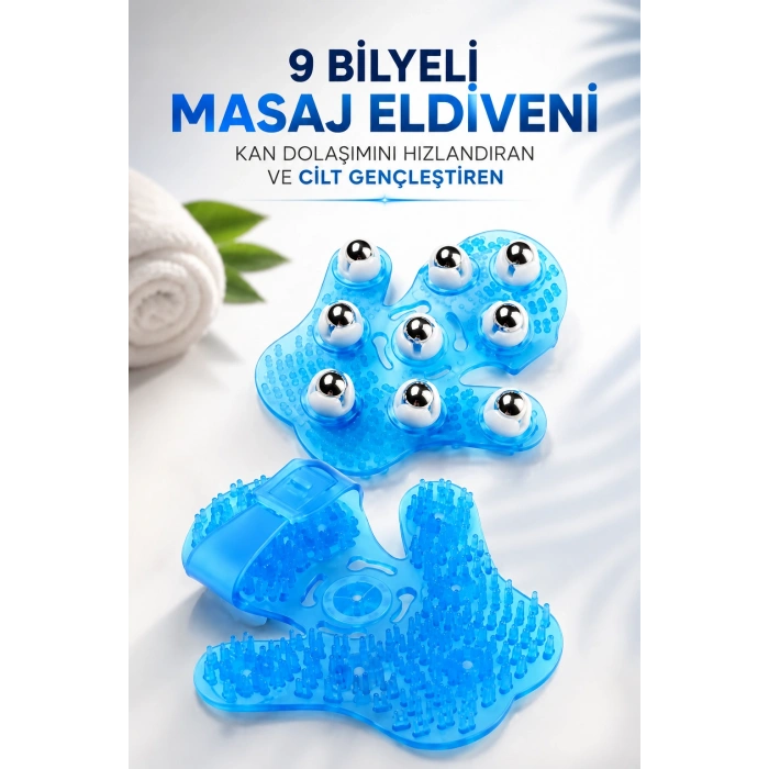 9 Bilyeli Masaj Eldiveni Kan Dolaşımını Hızlandıran Ve Cilt Gençleştiren