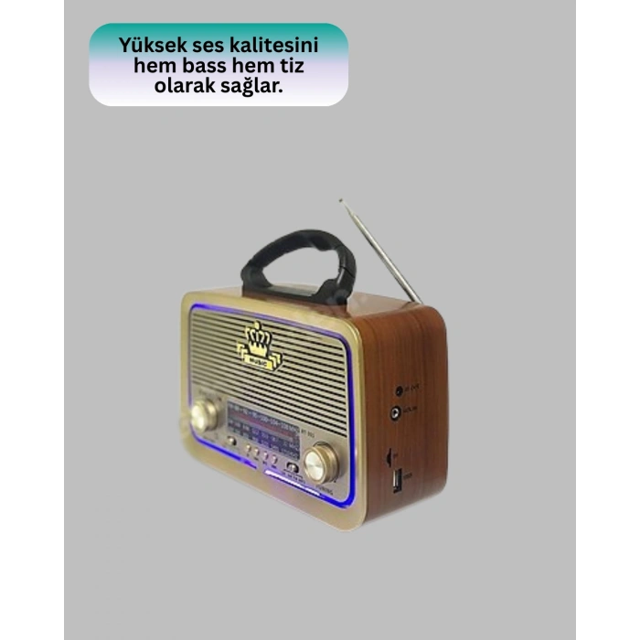 Ahşap Nostaljik Radyo Bluetooth Usb Sd Kart Destekli