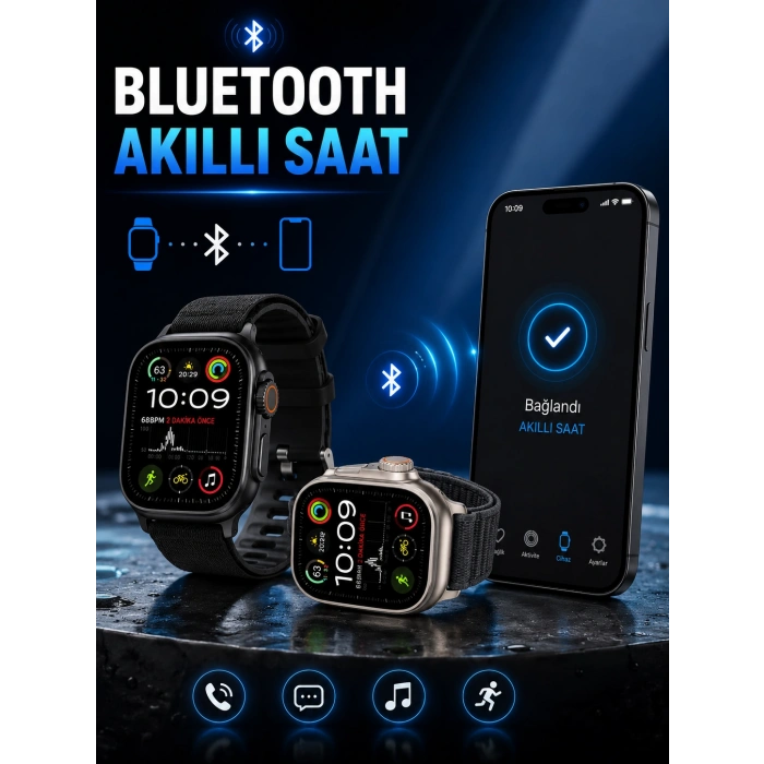 Akıllı Saat Bluetooth Bağlantılı Adımsayar Alarm Ve Hatırlatıcı Çağrı Cevaplama