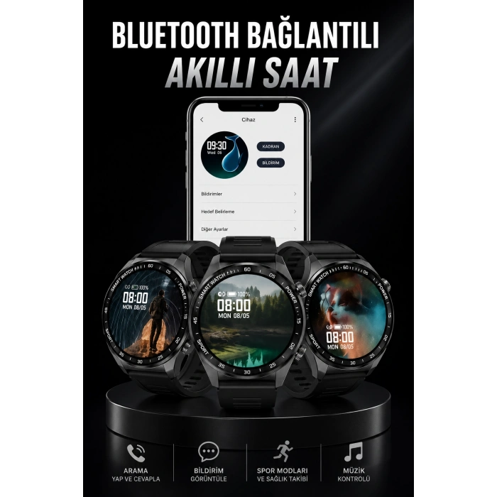Akıllı Saat Gps Ve Nfc Özelliği Sesli Görüşme Dokunmstik Ekran