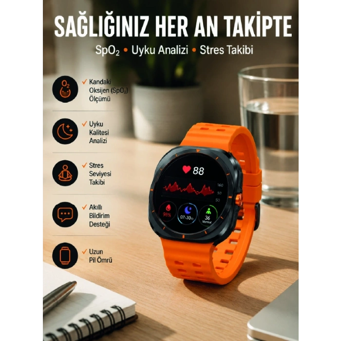 Akıllı Saat Müzik Dinleme Nabız Ölçer Nfc Ve Gps Uyumlu Sesli Asistan Yeni Nesil