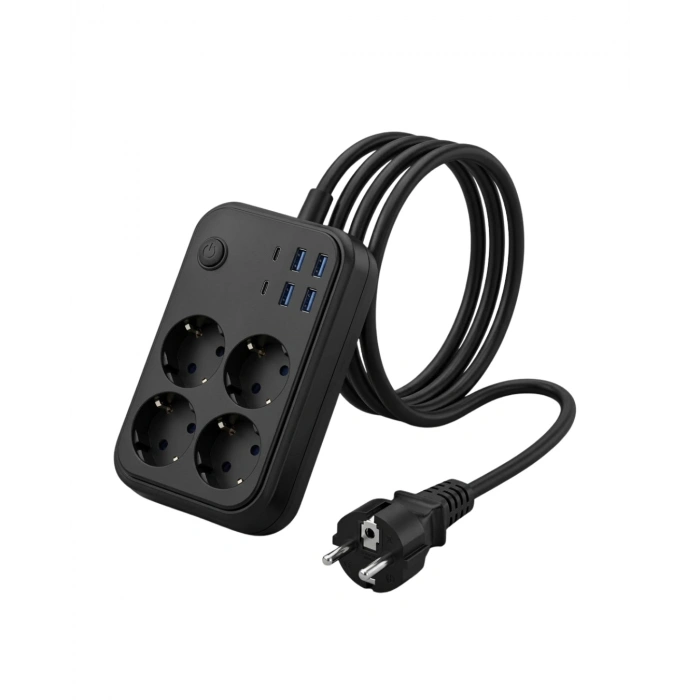 Akım Korumalı Çoklu Priz 4 Usb 2 Type C 4 Priz Güvenli Ve Hızlı Şarj
