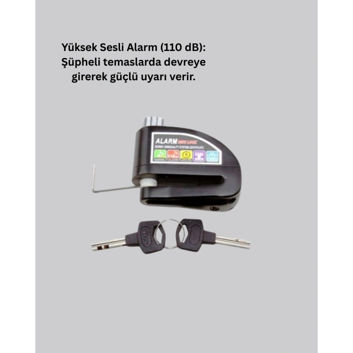 Alarm Sensörlü Disk Kilidi Motosiklet Scooter Bisiklet Güvenlik