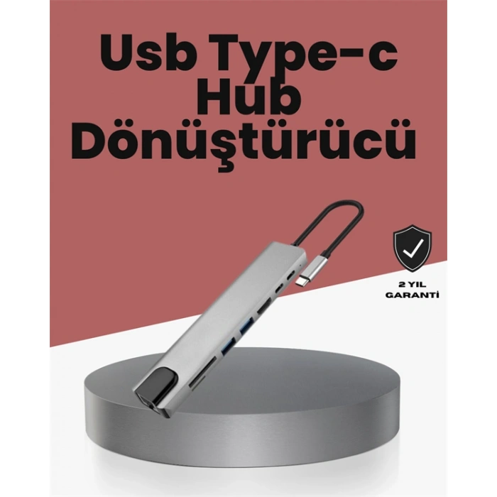 Alüminyum Gövdeli Type‑c Hdmı & Ethernet Adaptör – Tak & Çalıştır