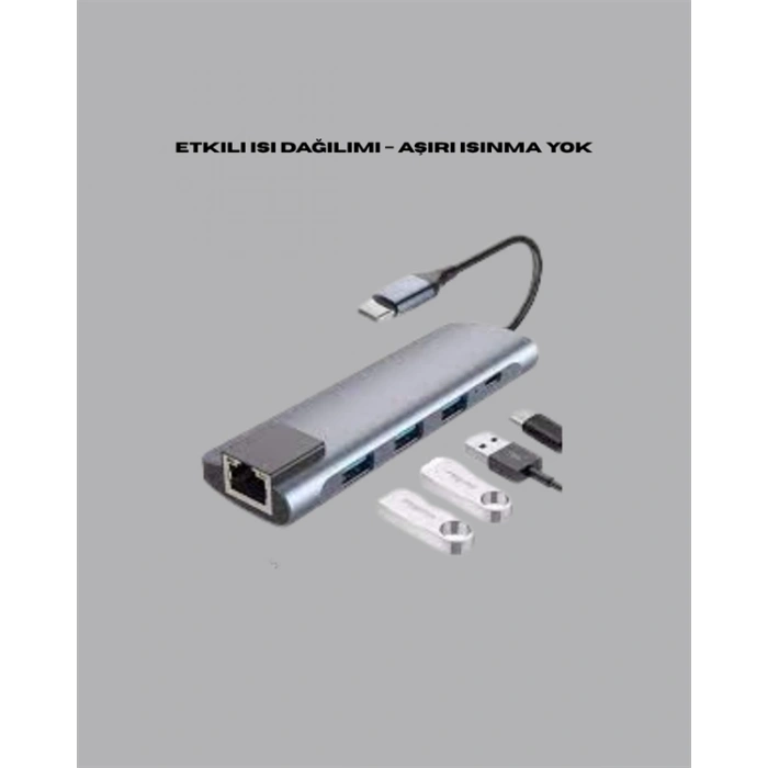 Alüminyum Gövdeli Type‑c Hdmı & Ethernet Adaptör – Tak & Çalıştır