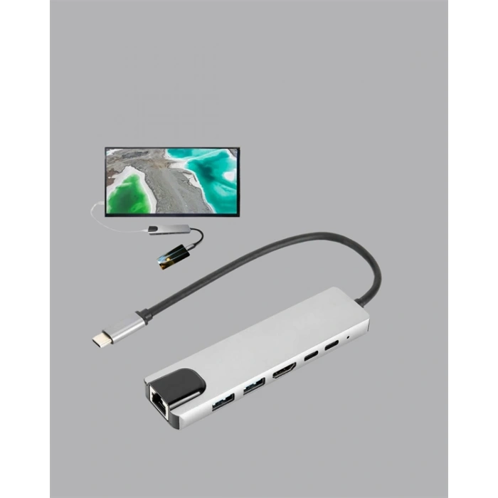 Alüminyum Gövdeli Type‑c Hdmı & Ethernet Adaptör – Tak & Çalıştır