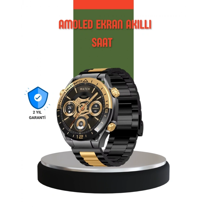 Amoled Ekran Akıllı Saat Bluetooth 5.1 Çağrı Destekli 3 Bileklikli