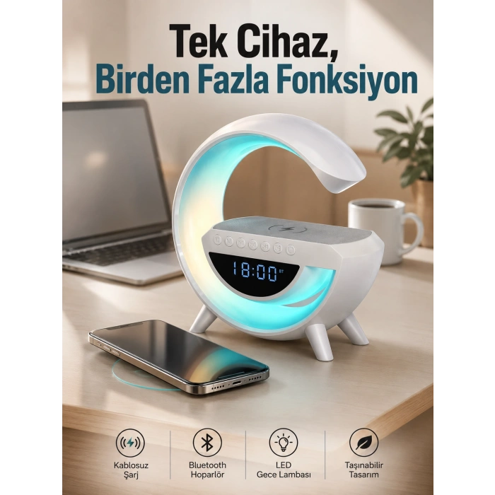 Android Uyumlu Akıllı Bluetooth Hoparlör Kablosuz Şarj Cihazı Standı