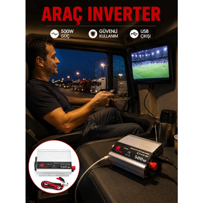 Araç Aküsünden Elektrik Üreten 500 Watt İnvertör