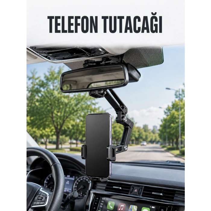 Araç Dikiz Aynası Telefon Tutucu Ayarlanabilir Katlanabilir Navigasyon Telefon Standı