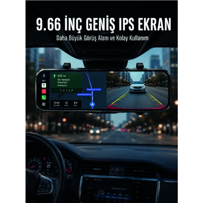 Araç İçi Ayna Carplay Dokunmatik Multimedya Ve Kamera Kayıt Ekranı