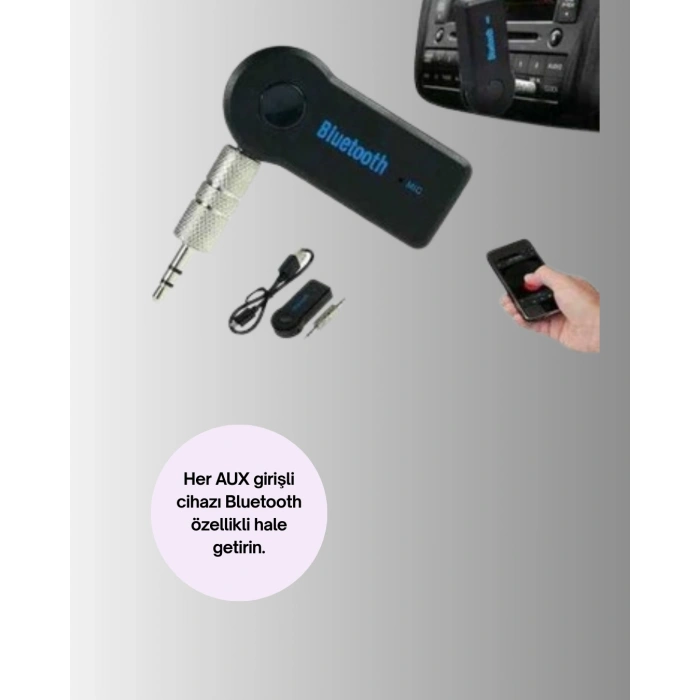 Araç İçi Bluetooth Aux Adaptörü Ve Telefon Görüşme Cihazı