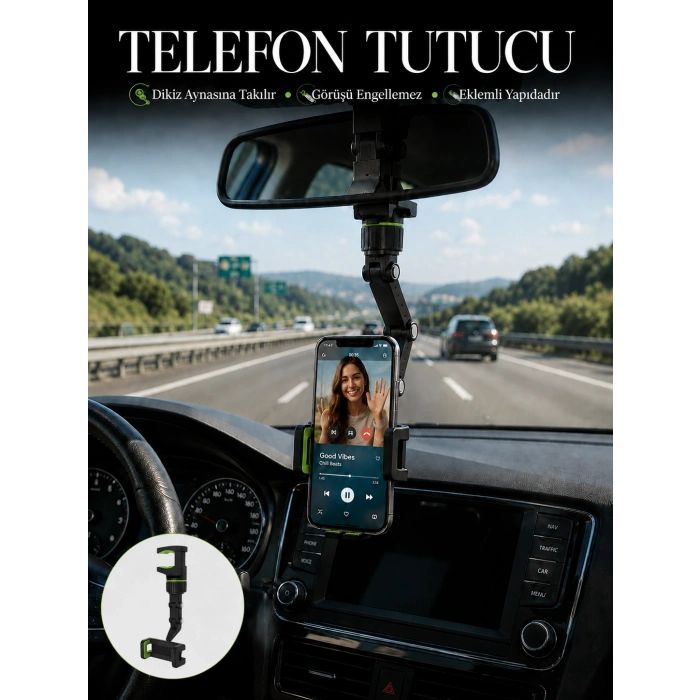 Dikiz Aynası Telefon Tutucu Katlanabilir Ayarlanabilir Araç İçi Telefon Standı