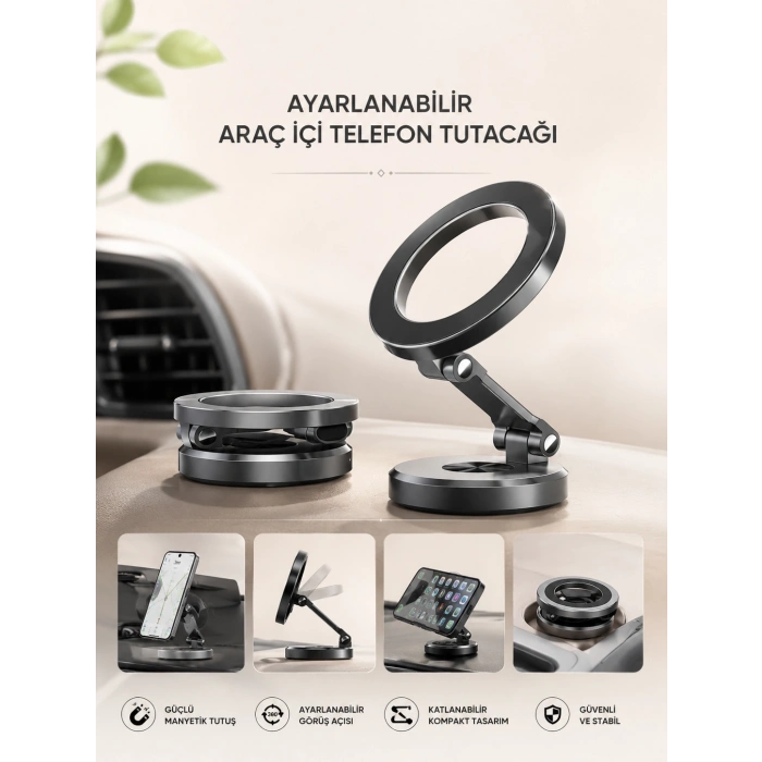 Araç İçi Telefon Tutacağı Manyetik Tasarım Ayarlanabilir