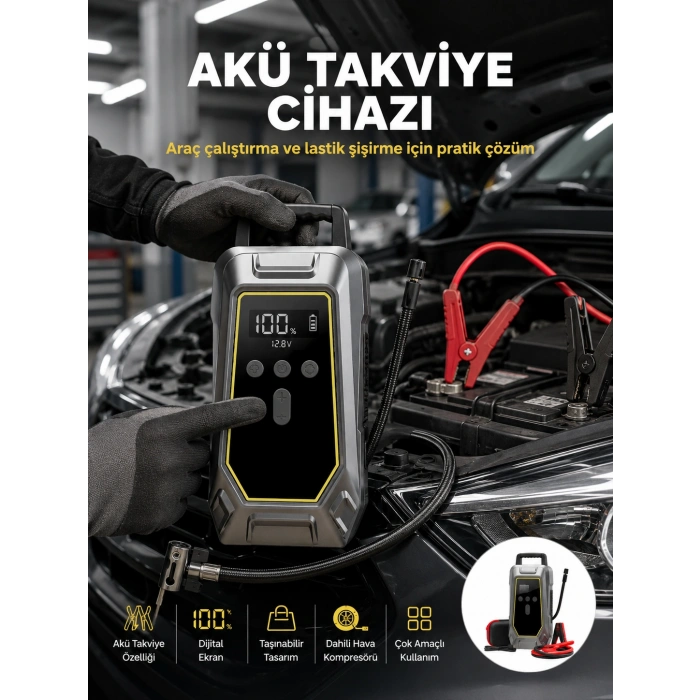 Araç Kullanıcıları İçin Çok Fonksiyonlu Akü Takviye Cihazı