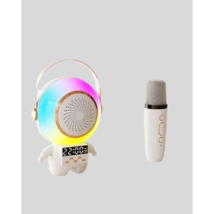 Astronot Tasarımlı Bluetooth Speaker Ve Kablosuz Mikrofon Karaoke Seti