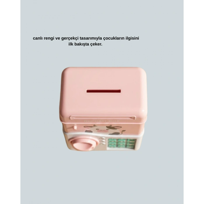 Atm Tasarımlı Pembe Işıklı Sesli Çocuk Kumbarası