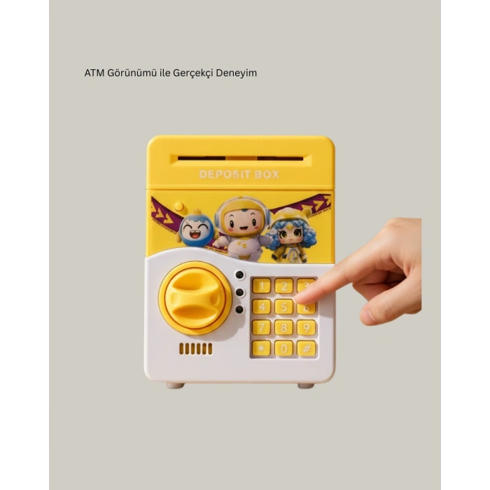 Atm Tasarımlı Sarı Işıklı Sesli Elektronik Kumbara